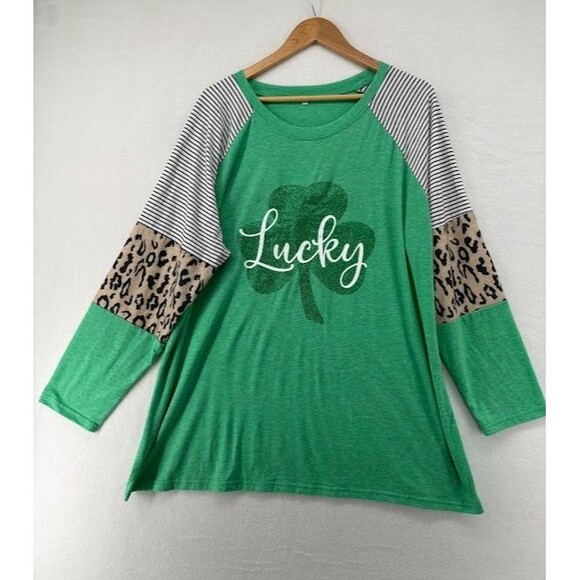 Unbranded Tops - Women's Plus Size 3X St. Patrick's Day Lucky Boutique Shirt Long Sleeve